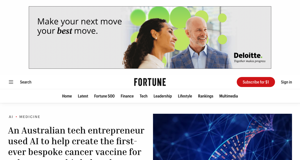 An Australian tech entrepreneur used AI to help create the first ever bespoke cancer vaccine — Fortune