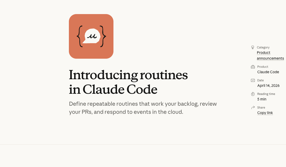 Anthropic 官方發表 — Introducing routines in Claude Code